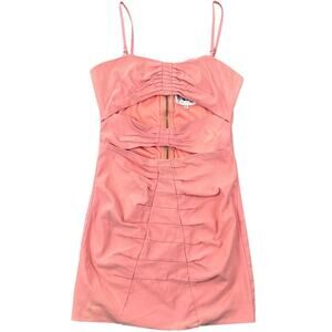 Sabo Skirt Coral Pink Cutout Ruched Bodycon Mini Dress Women’s S